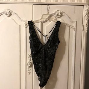 Victoria's secret  metallic sliver/black lingerie